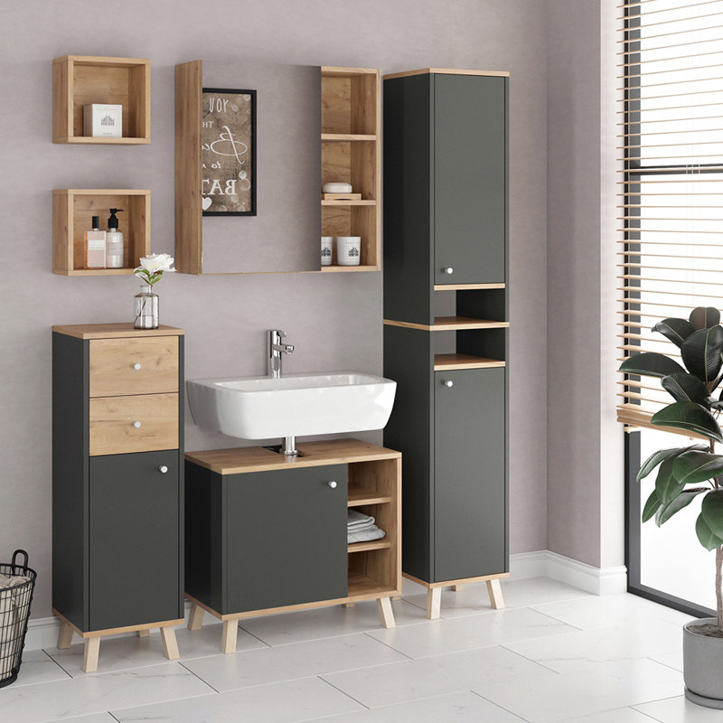 Viewcrest Single Bathroom Vanity Base Only, Black/Brown