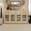 Buffet 100% bois massif 64 po avec portes en verre transparent, 4 tiroirs et tablettes réglables-182239969