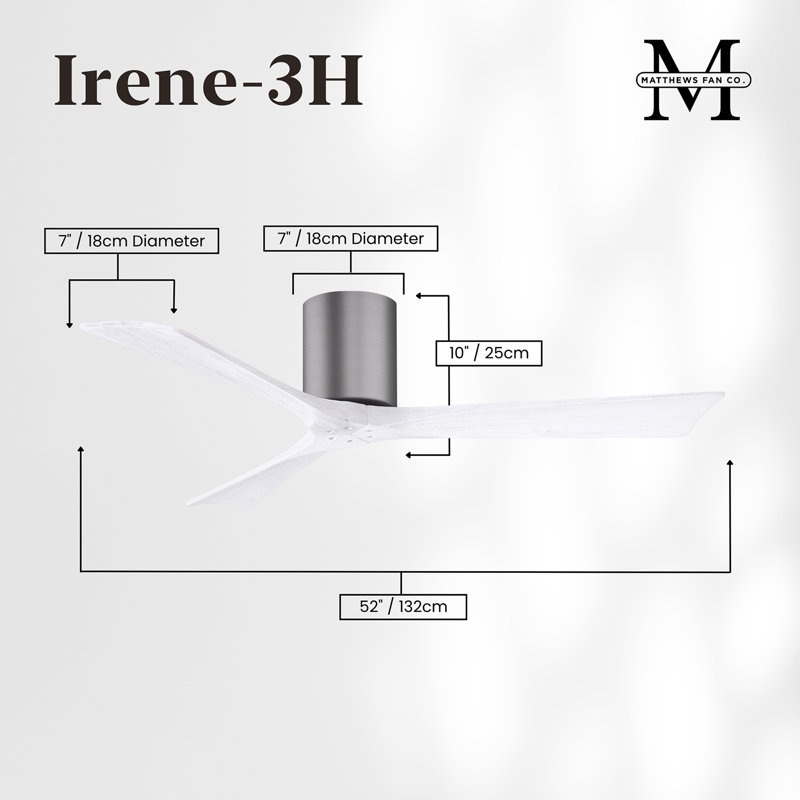 Irene Ceiling Fan, Brushed Pewter, Matte White, 52"