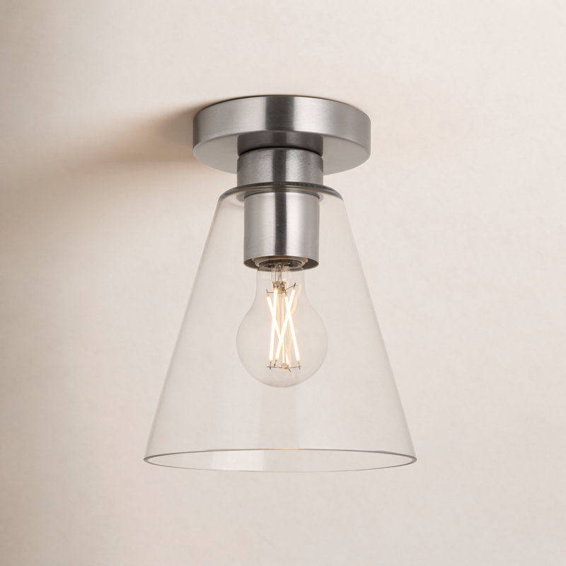 Senda One Light Flush Mount, Clear, Brushed Nickel