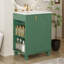 Meuble-lavabo de salle de bain avec lavabo, armoire avec tablette de porte, rangement latéral ouvert, cadre en bois massif et porte à fermeture douce pour une utilisation pratique-681692349