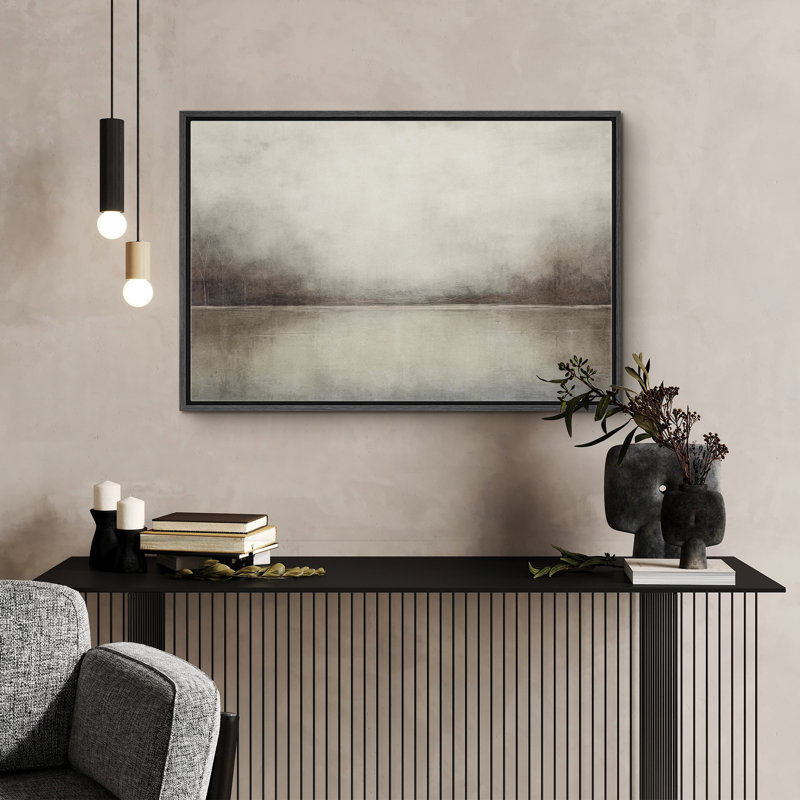 «Abstract Forest Lake Landscape Wilderness Impressionism Traditional Scenic» sur toile, H 24 po x l 36 po, Noir