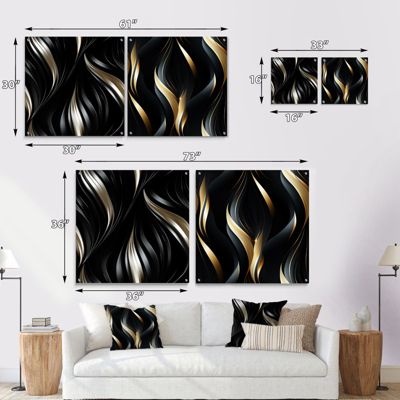 Aurore - Ensemble de 2 art mural en verre acrylique, H 16 po x l 33 po