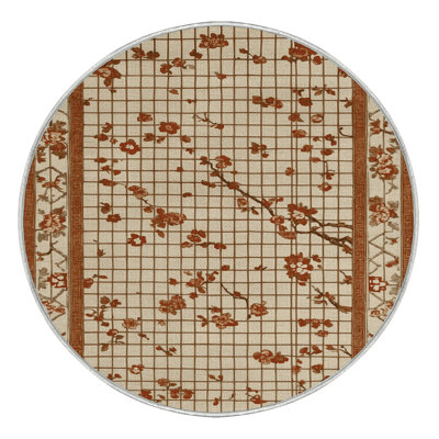 Machine Washable Art Deco Beige Area Rug
