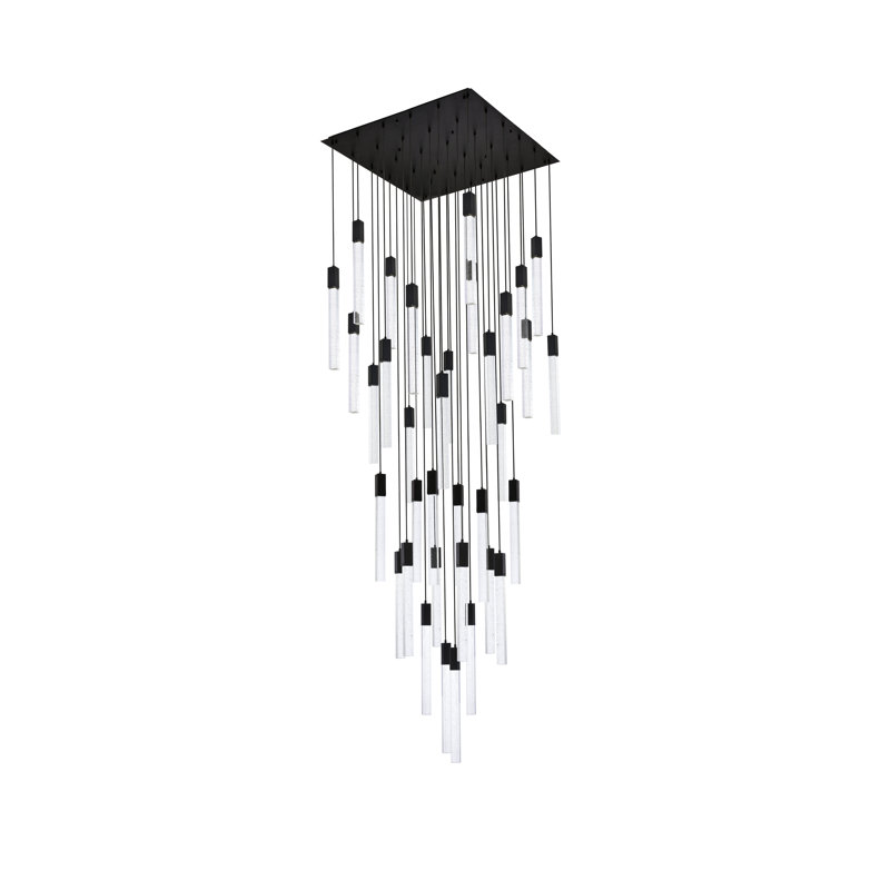 Luminaire suspendu rectangulaire à 36 lumières Aliha, Noir