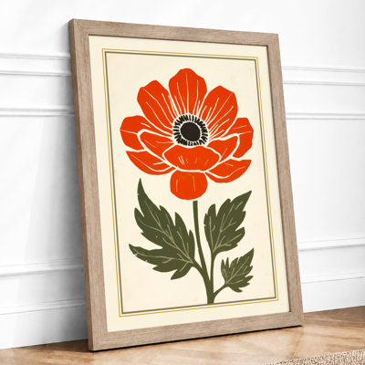 Red Poppy Botanical - Framed Print