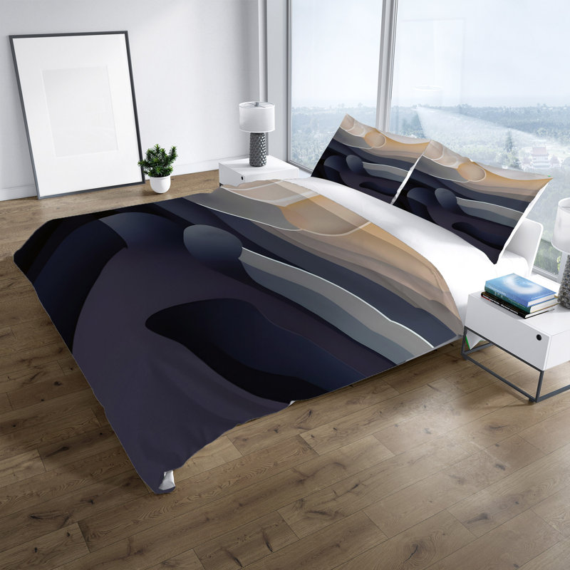 Polyester Abstract Duvet Cover, King Duvet Cover + 2 King Shams