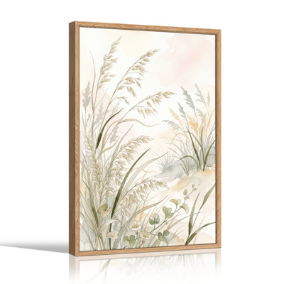 Ensemble de 1 tableau sur toile représentant une prairie herbeuse