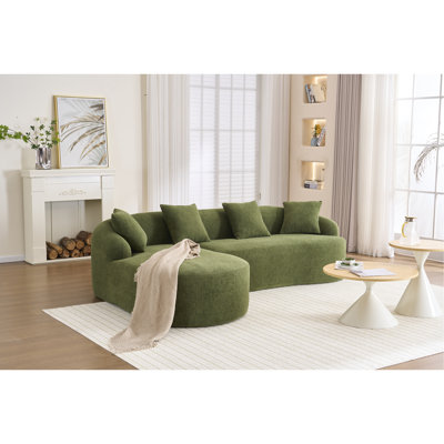 Boneless LY-022 Full Compression Sponge L-Shape Sectional Sofa, Modular Chaise Chenille Couch, 30D High-Density For Apartment Living Room, 900 Lbs