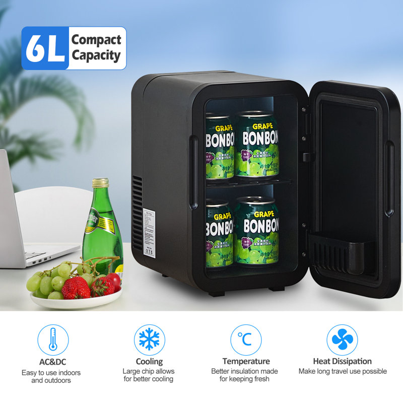 Symple Stuff 6 L Countertop Mini Fridge, Black