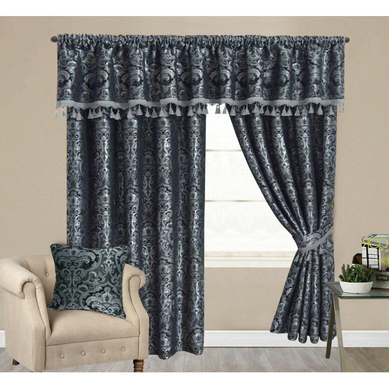 Mckellar Chenille Blackout Curtain Pair, 116 W x 137 D cm, Grey