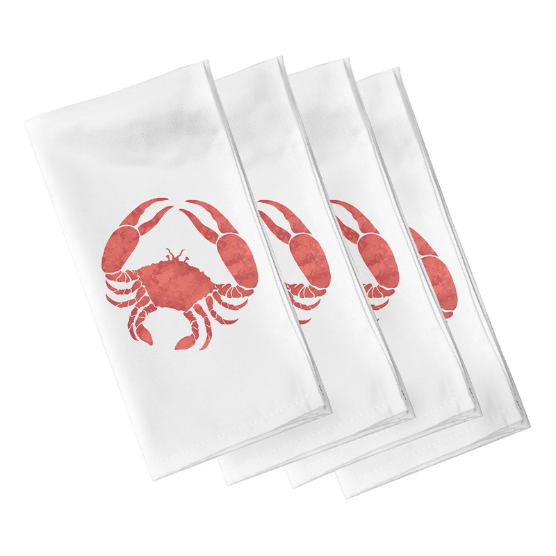 Thaney Crab Napkin Set, Coral