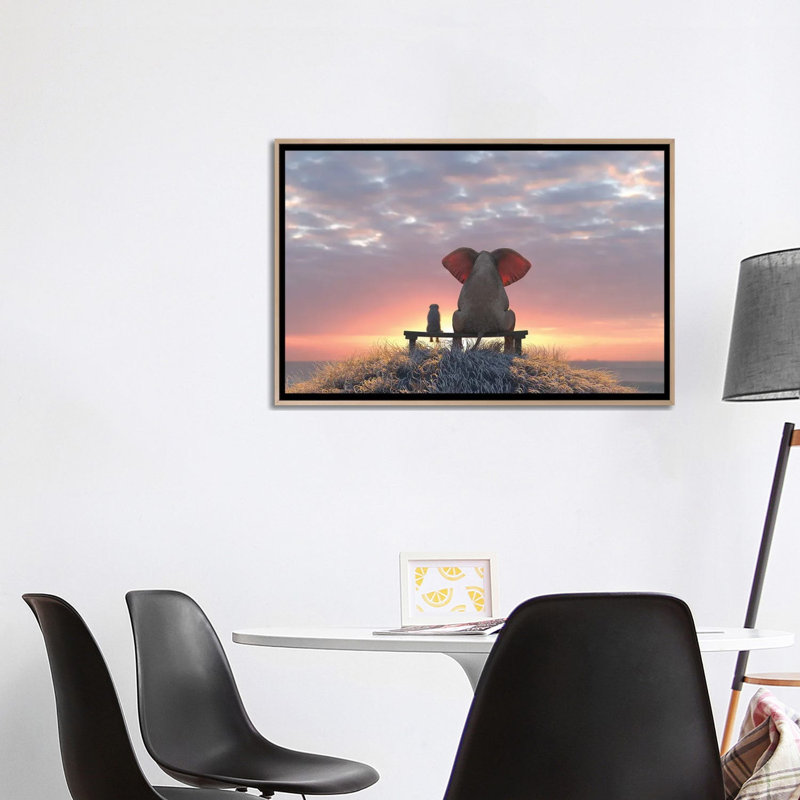 Print on Canvas, 66.04cm H x 101.6cm W x 3.81cm D, Oak Floater Framed
