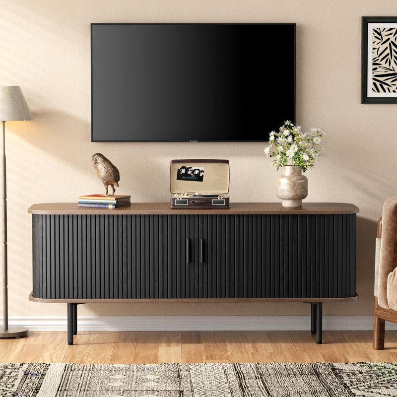 Lilikoi Sideboard, Black/Brown, 21.8" H x 55.1" W x 15.7" D