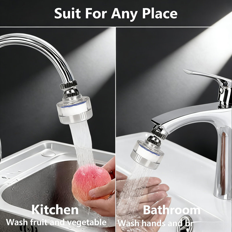 Filtre à eau de robinet universel avec 6 cartouches de remplacement, conception rotative à 360 °, élimine le fluoré et l'eau dure pour une eau de robinet propre