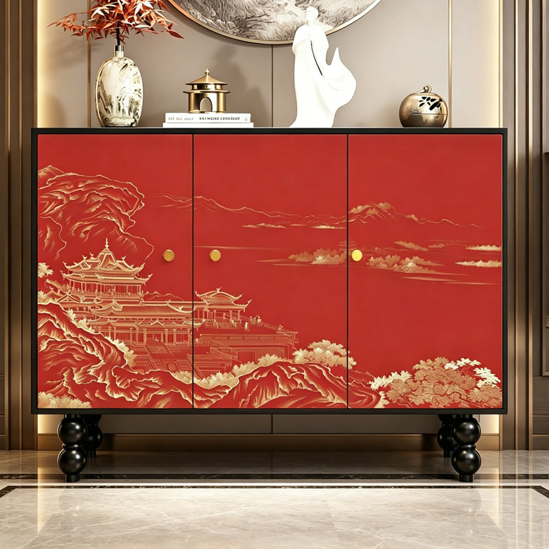 Chinese Style Wooden Entryway Storage Cabinet