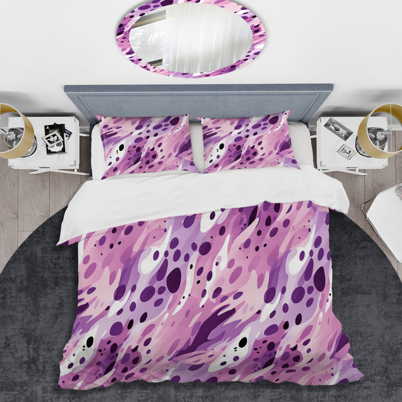 Ensemble de housse de couette abstrait lilas sans soudure mauve - polyester microfibre