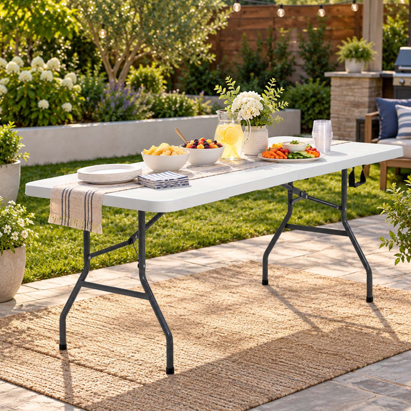 Table pliante portative en plastique avec poignée de transport, 6 pieds