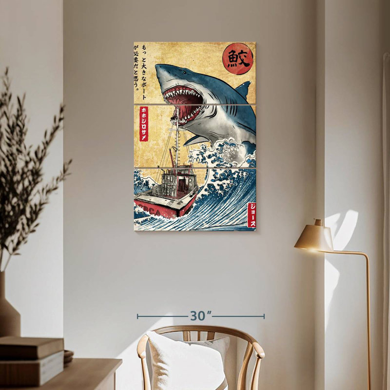 Brampt Hunting The Shark In Japan, 57" H x 36" W