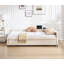 Lit de jour rembourré avec lit gigogne, structure de lit en bois robuste, conception de grille de diamant moderne, pour chambre à coucher, chambre d'amis (beige)-657720855