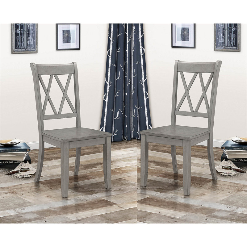 Ensemble de 2 chaises d'appoint de style décontracté à finition grise à dossier en X, Gris