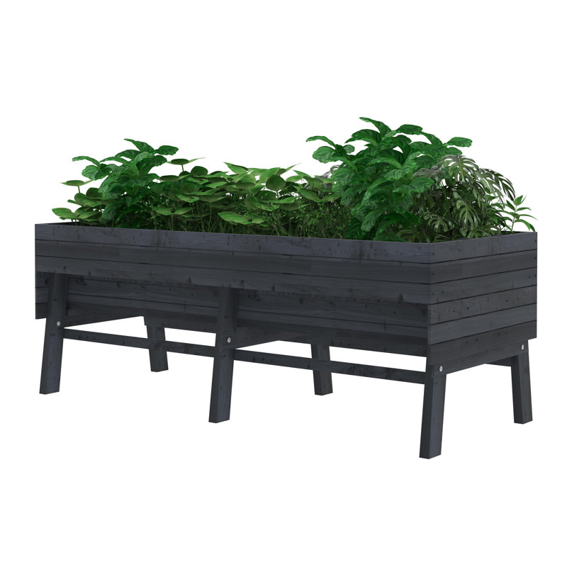 Janay Large Wood Raised Garden Bed, Gray