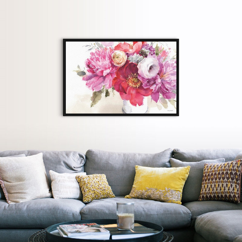 " Obviously Pink 01 Landscape " by Lisa Audit Painting Print, Black Framed, 34" H x 50" W x 1.75" D