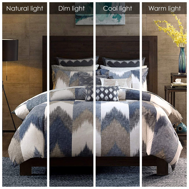 Cotton Comforter Mini Set, King Comforter + 3 Additional Pieces, Navy