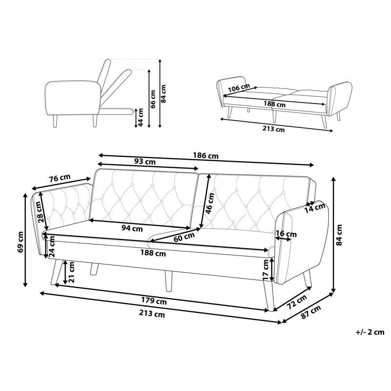 Siljana Velvet Sofa Bed, Grey
