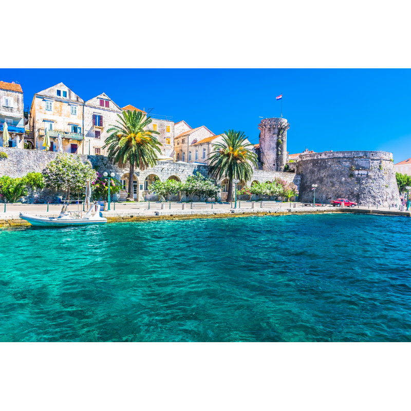 Korcula Town Coastline - Wrapped Canvas Print, 30cm H x 46cm W x 3.8cm D