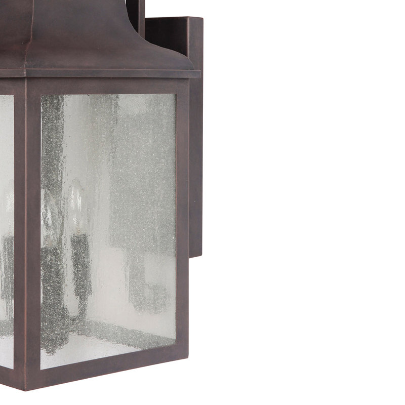 Raedawn Seeded Glass Outdoor Wall Lantern, Imperial Black, 23'' H X 8.75'' W X 11.5' D., 2
