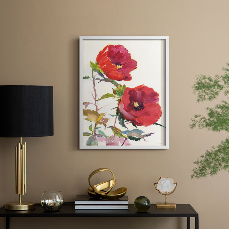 Hibiscus Glow I Framed Print - Solid Wood, 30" H x 24" W, White