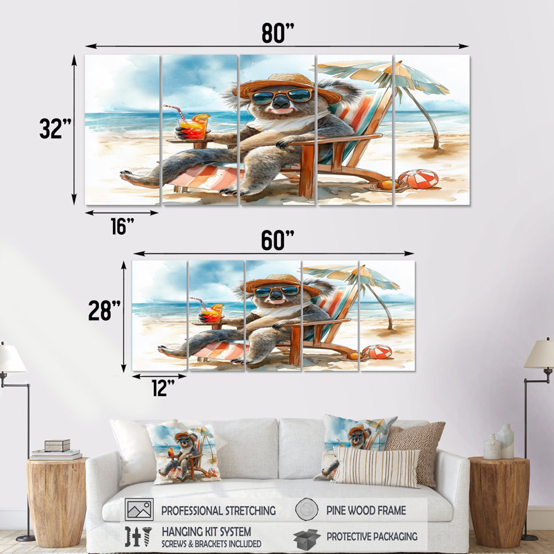 Sammons - ensemble d'art mural animal côtier, H 32 po x l 80 po