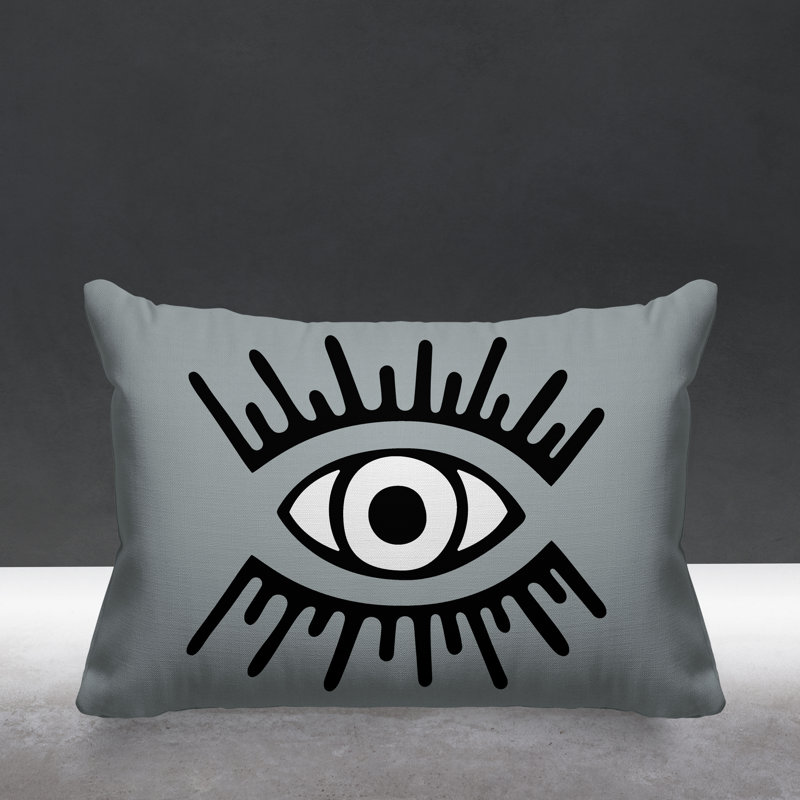 Coussin intérieur / extérieur Miranda Evil Eye, Gris
