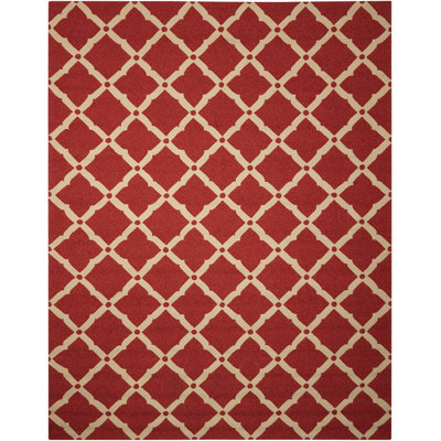 Tapis intérieur / extérieur rouge / beige touffeté à la main Starkville