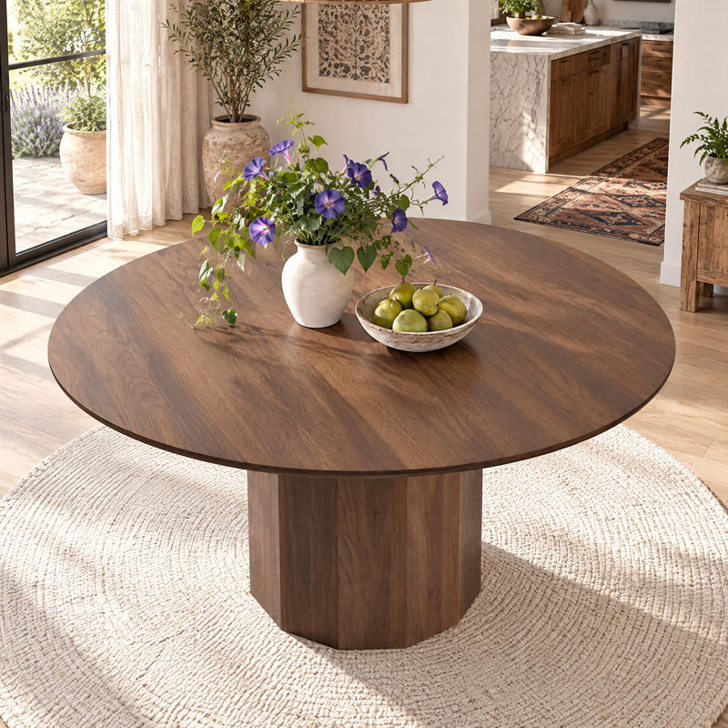 Table de salle à manger en bois massif, H 30 po x L 46 po x l 46 po, Noyer