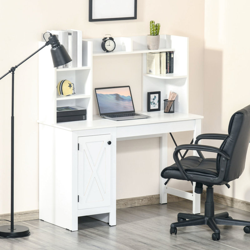 Bureau d'ordinateur de ferme avec huche et armoire, bureau à domicile avec rangement, pour bureau