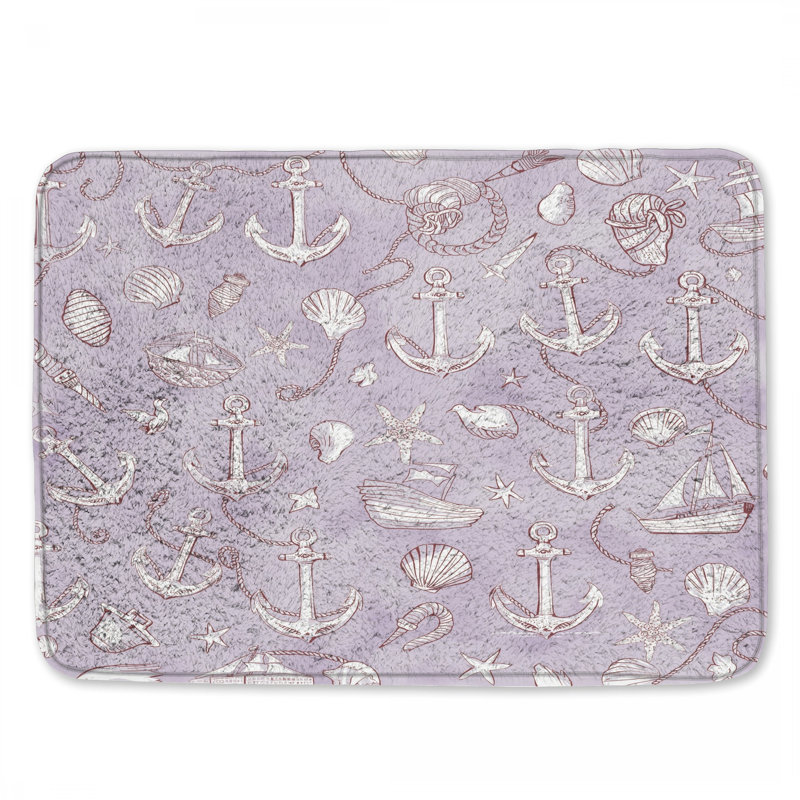 Tapis de bain Nautical Anchor Seashells, L 34 po x L 21 po