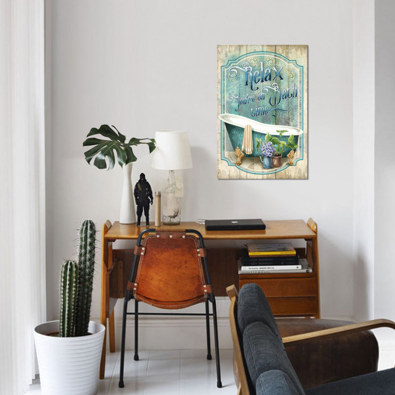 «Your on Bath Time», impression sur toile, H 18 po x l 12 po x P 1,5 po, Toile tendue, Pas de tapis