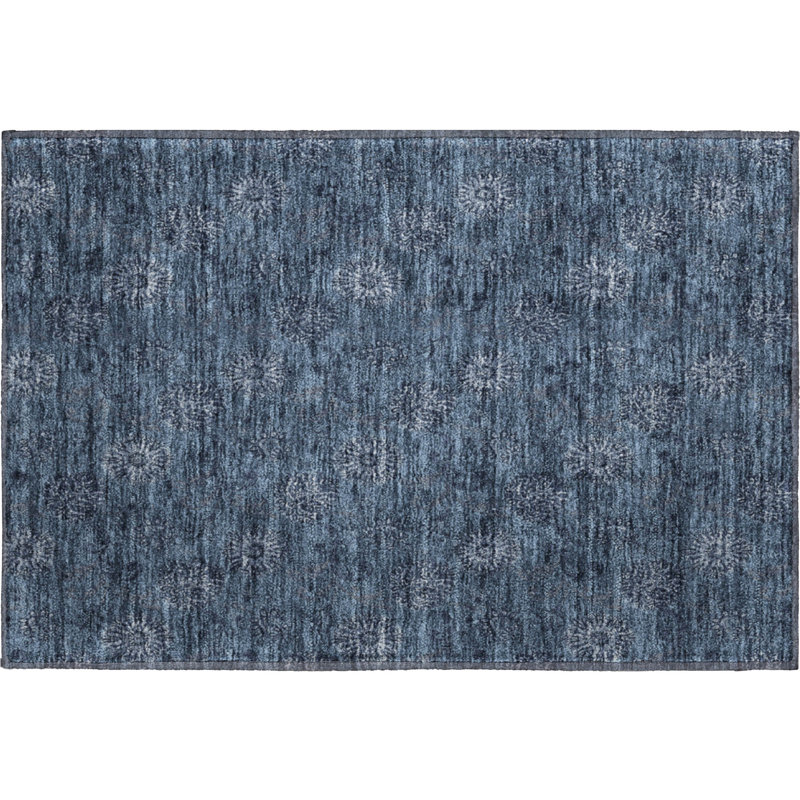 Premium Machine Washable Prisco Blue Rug, Rectangle 1'8" x 2'6"