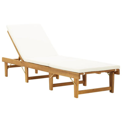 Higginbotham 200cm Long Acacia Single Chaise with Cushions