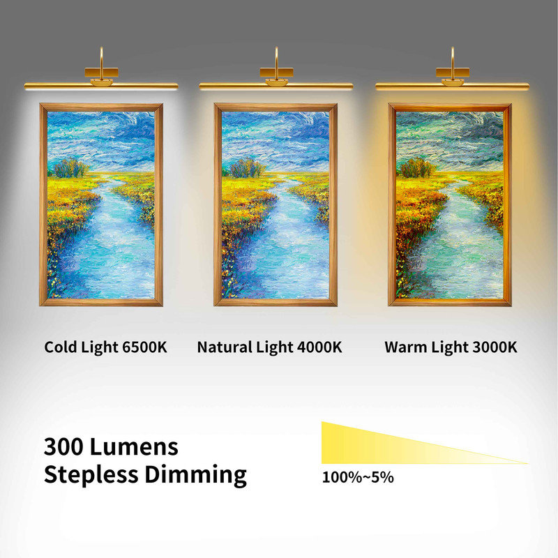 23" Wireless Picture Lights, Rechargeable Battery Art Display Light with Remote Control, Satin Black