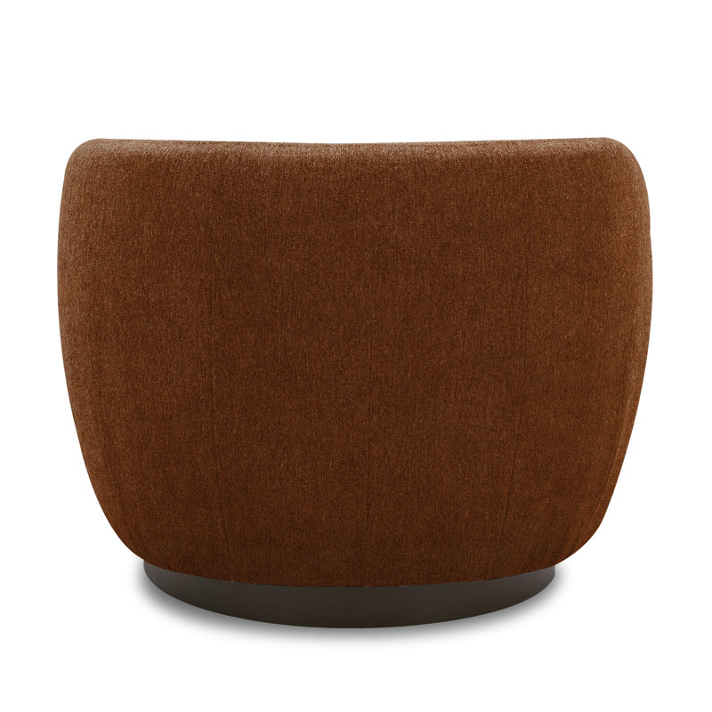 Fauteuil demi-tonneau pivotant rembourré Marcy, Velours performance orange brûlé Bella