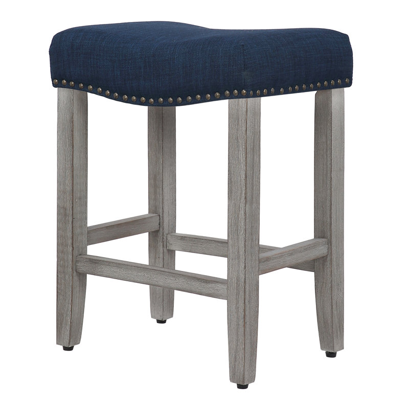 Tabouret de bar et de comptoir Jameson (ensemble de 2), Tabouret de comptoir (siège d’une hauteur de 24, Gris / bleu marine