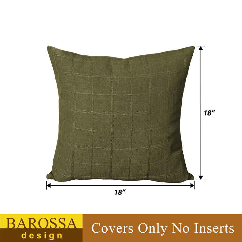 Boho Checkered Throw Pillow Covers For Sofa Chair, Sage Green, Square 18"