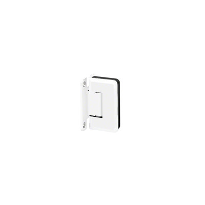 Charnière réglable en verre à fixer au mur avec plaque arrière en H de 3/8 po et 1/2 po à finition blanche