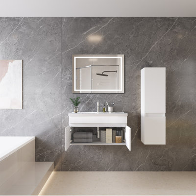 790mm Single Bathroom Vanity with Integrated Ceramic Basin