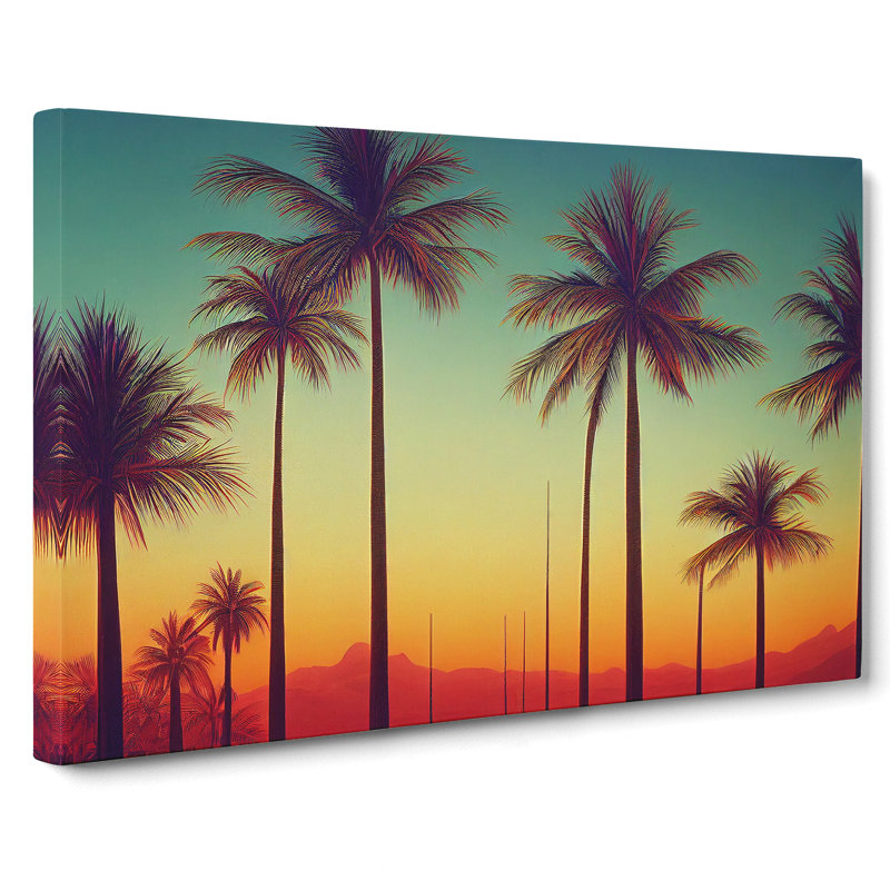 Bewitching Palm Tree Sunset - Wrapped Canvas, 35cm H x 50cm W x 3cm D