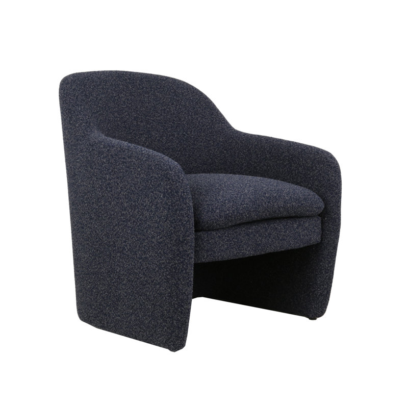 Brijpal Sherpa Fabric Upholstered Barrel Accent Chair, Blue Polyester Blend