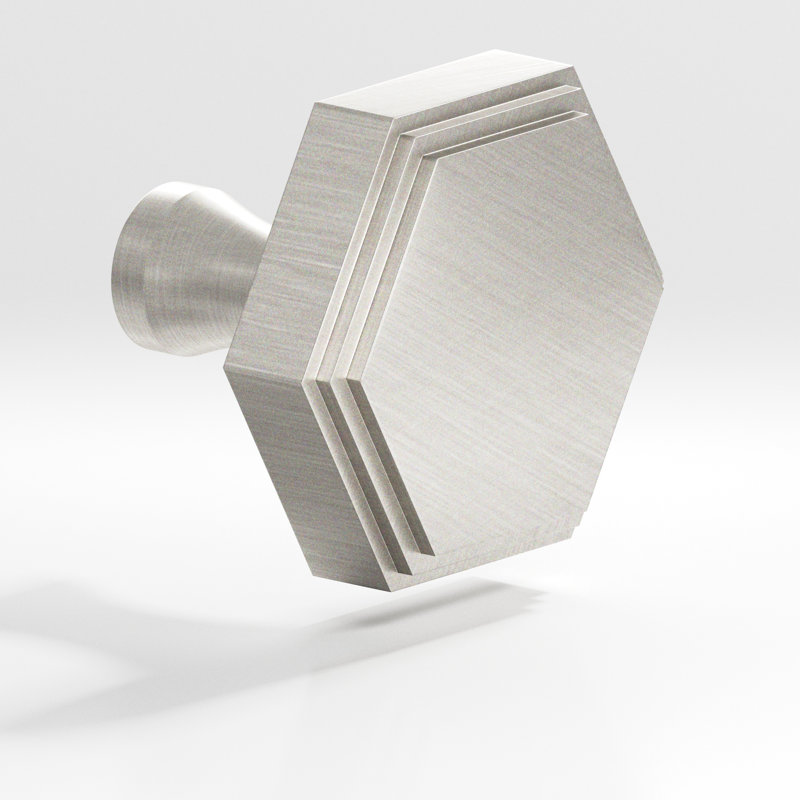 627 Series Geometric Knob, Satin Nickel, 1.5" L x 1.25" W